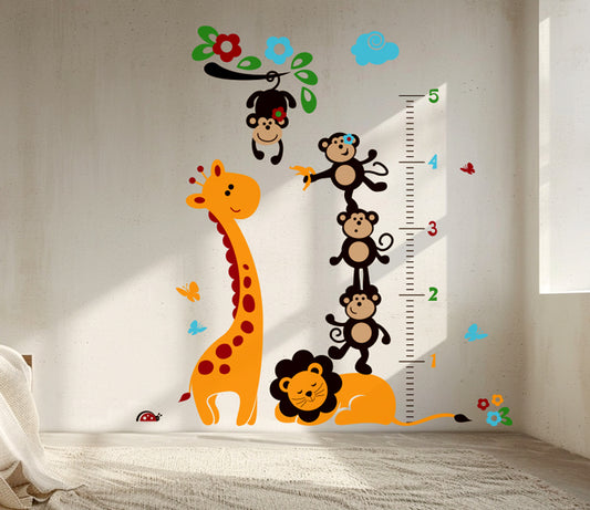Children's Nursery Wall Decals - Jungle & Safari Growth Chart